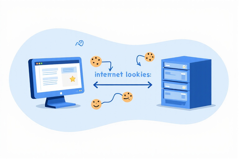 Illustration showing how cookies work between browser and server